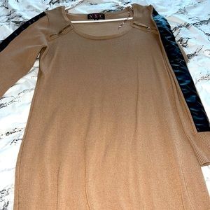 Long Sleeve Dress with leather on sleeve